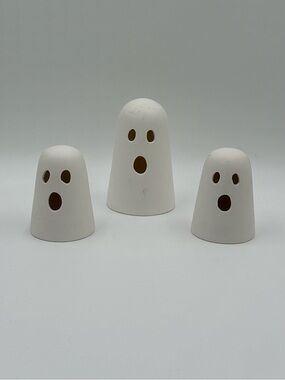 Becki Owens White Ceramic Ghost LED Lights Set‎ of 3 Halloween Decor